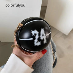 Mini Basketball Shape Crossbody Bag for Women PU Leather Shoulder Bag