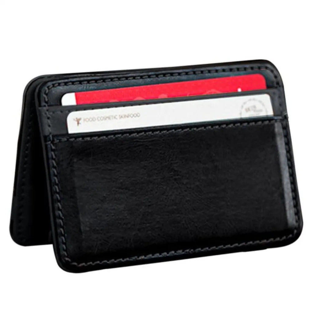 Mini Bifold Leather Wallet Vintage Card Holder Purse Small Size