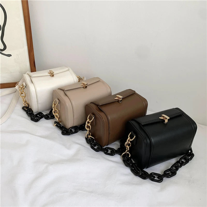 Mini PU Leather Crossbody Bag Chain Shoulder Handbag
