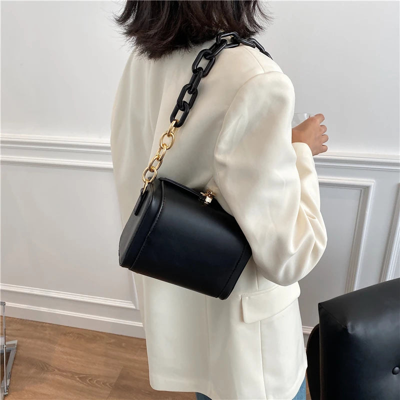 Mini PU Leather Crossbody Bag Chain Shoulder Handbag