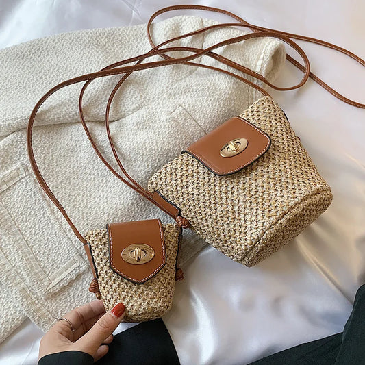 Woven Mini Bucket Bag Shoulder Bag