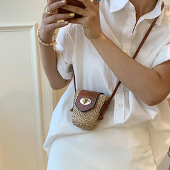 Woven Mini Bucket Bag Shoulder Bag