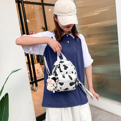 Mini Canvas Cow Print Backpack for Women Girls