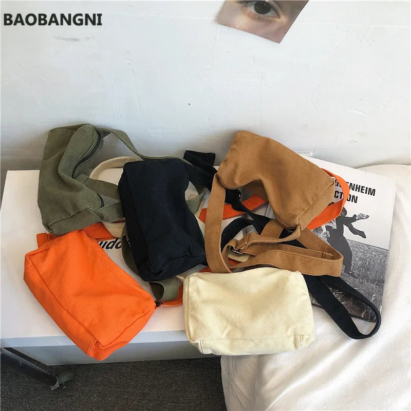 Mini Canvas Shoulder Bags for Women Girls Small Size Sling Crossbody