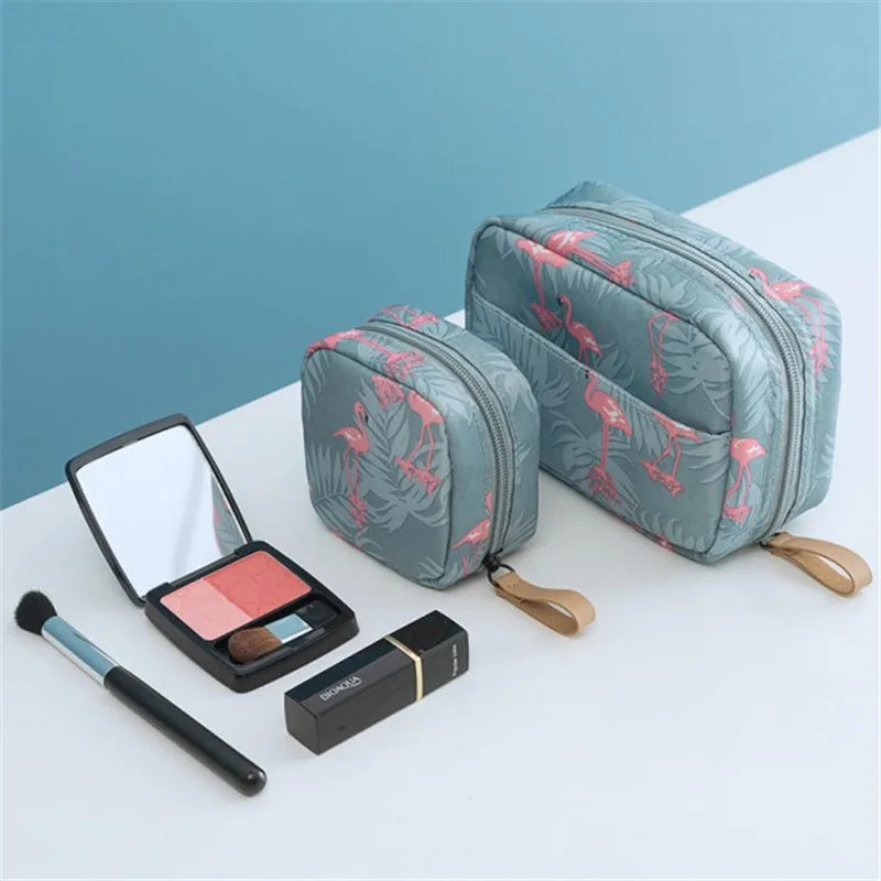 Mini Cosmetic Bag Flamingo Toiletry Storage Cactus Makeup Organizer