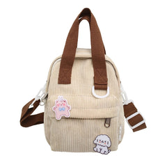 Corduroy Mini Crossbody Bag Solid Backpack Small Satchel Purse