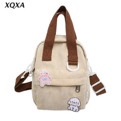 Corduroy Mini Crossbody Bag Solid Backpack Small Satchel Purse