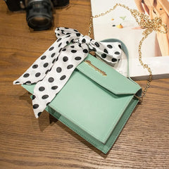 Solid Colors Crossbody Bag Retro Scarf Chain Handbag