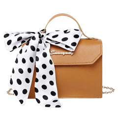 Solid Colors Crossbody Bag Retro Scarf Chain Handbag