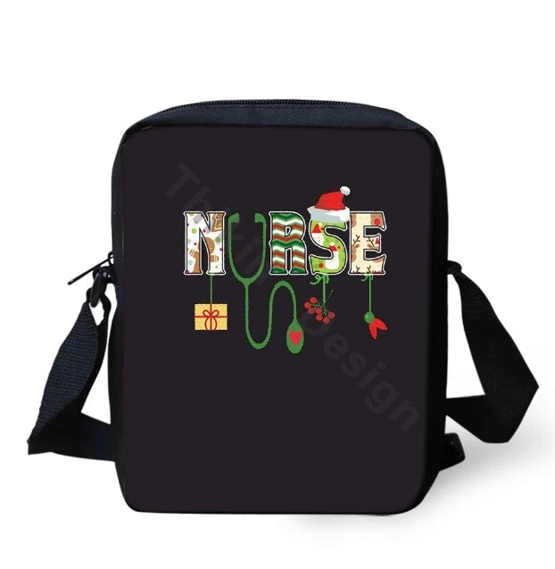 Christmas Nurse Crew Pattern Messenger Bag - Santa's Favorite