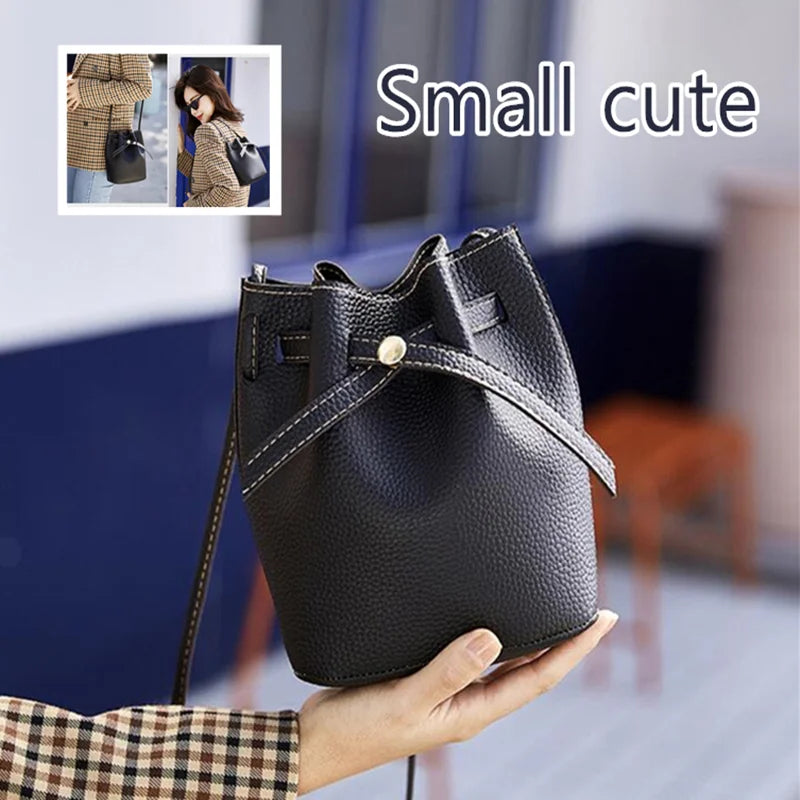 Mini Bucket Shoulder Bag Drawstring Crossbody Bag Handbag