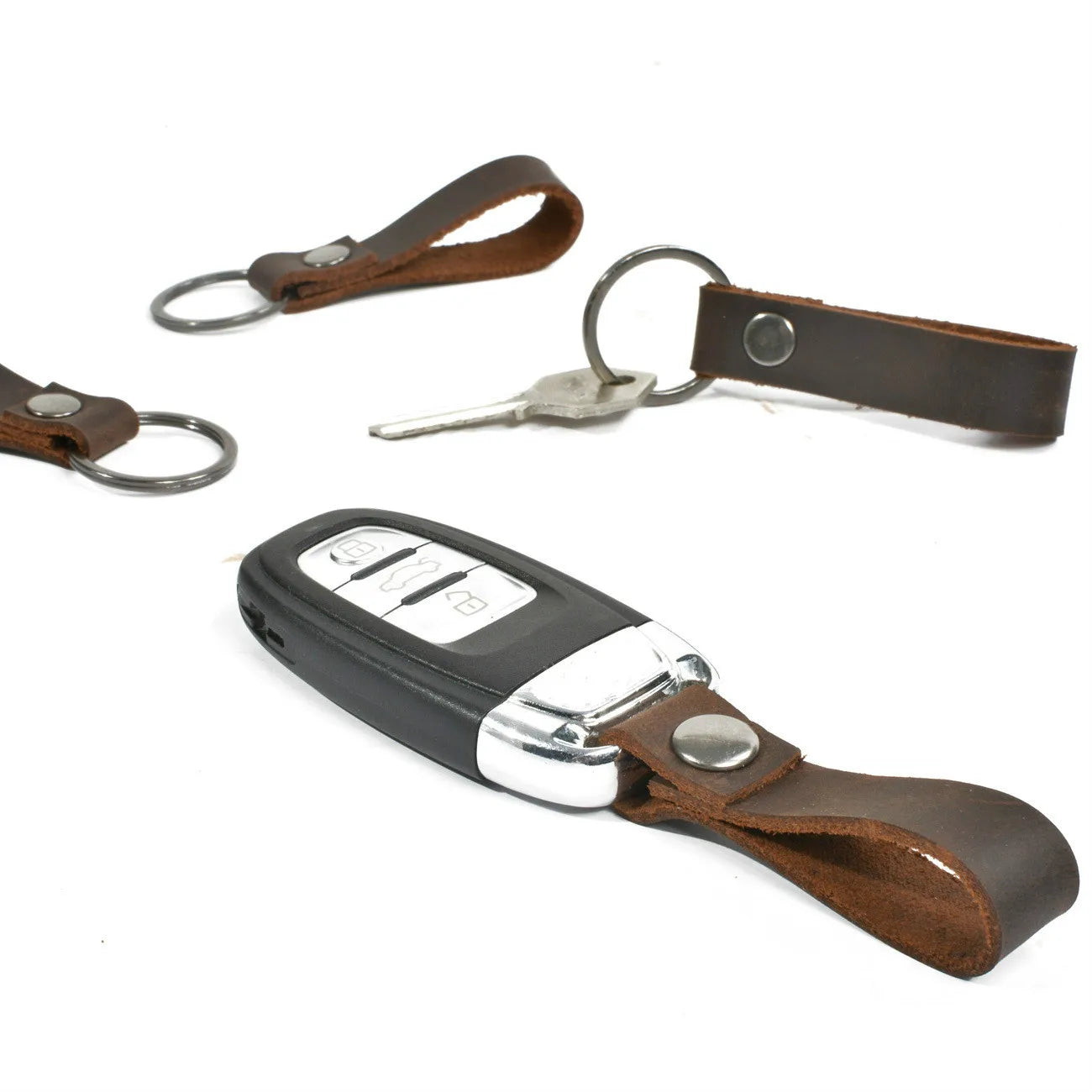 Cowhide Leather Key Ring Holder Bag Keychain Pocket for Car Keys Women Men