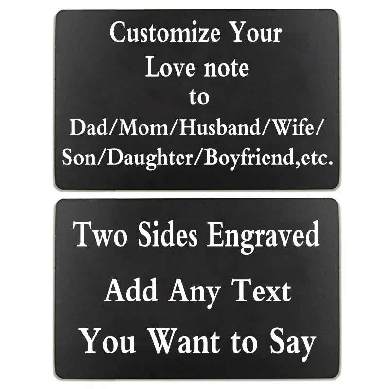 Engraved Wallet Insert Mini Love Note for Boyfriend - Permanent Engraving