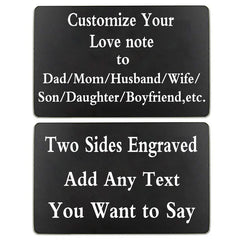 Engraved Wallet Insert Mini Love Note for Boyfriend - Permanent Engraving