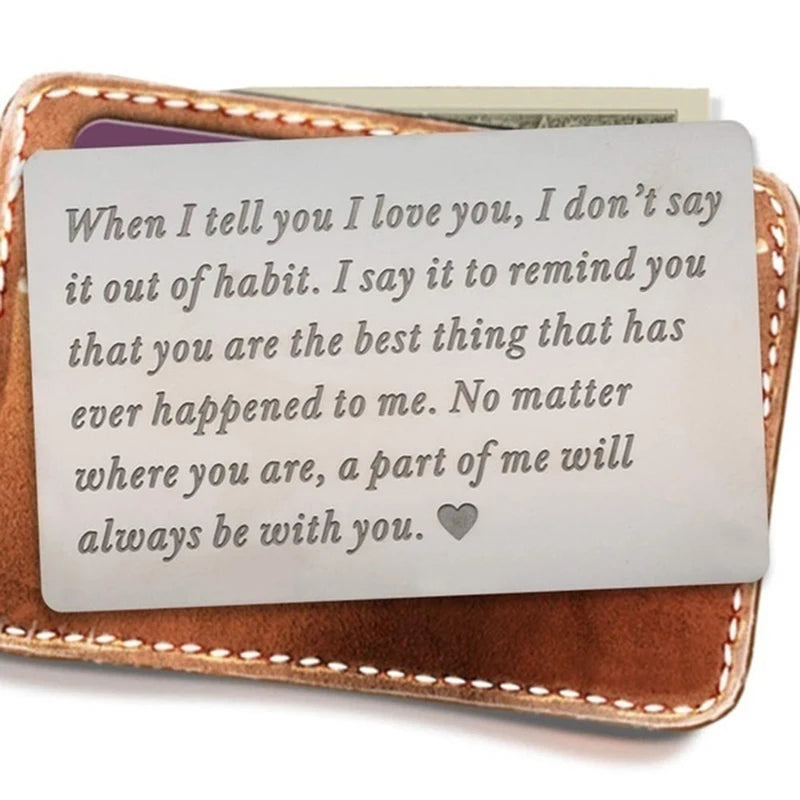 Engraved Wallet Insert Mini Love Note for Boyfriend - Permanent Engraving