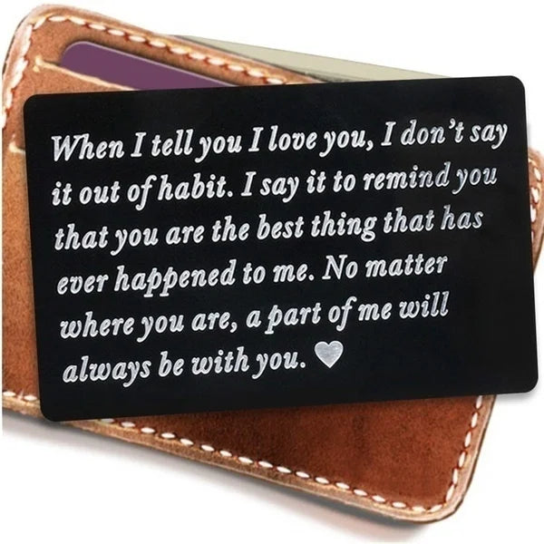 Engraved Wallet Insert Mini Love Note for Boyfriend - Permanent Engraving
