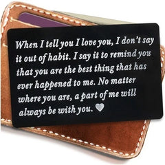 Engraved Wallet Insert Mini Love Note for Boyfriend - Permanent Engraving
