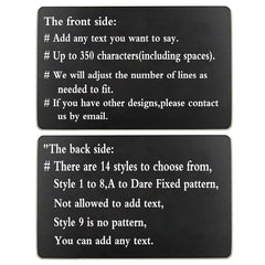 Engraved Wallet Insert Mini Love Note for Boyfriend - Permanent Engraving