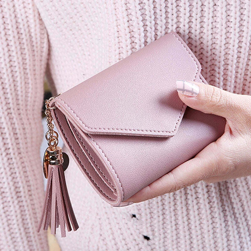 Mini Tassel Wallet Women Purse Short Students Lovely Purse Female Small Wallet