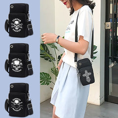 Mini Phone Wallet Outdoor Arm Bag Skull Print Case for iPhone Xiaomi Universal