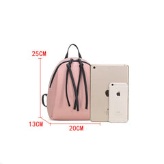 Small PU Leather Backpack Women's Shoulder Bag with Tassel Zipper