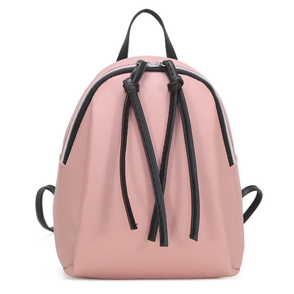 Mini PU Leather Backpack Small Shoulder Bag with Tassel Zipper