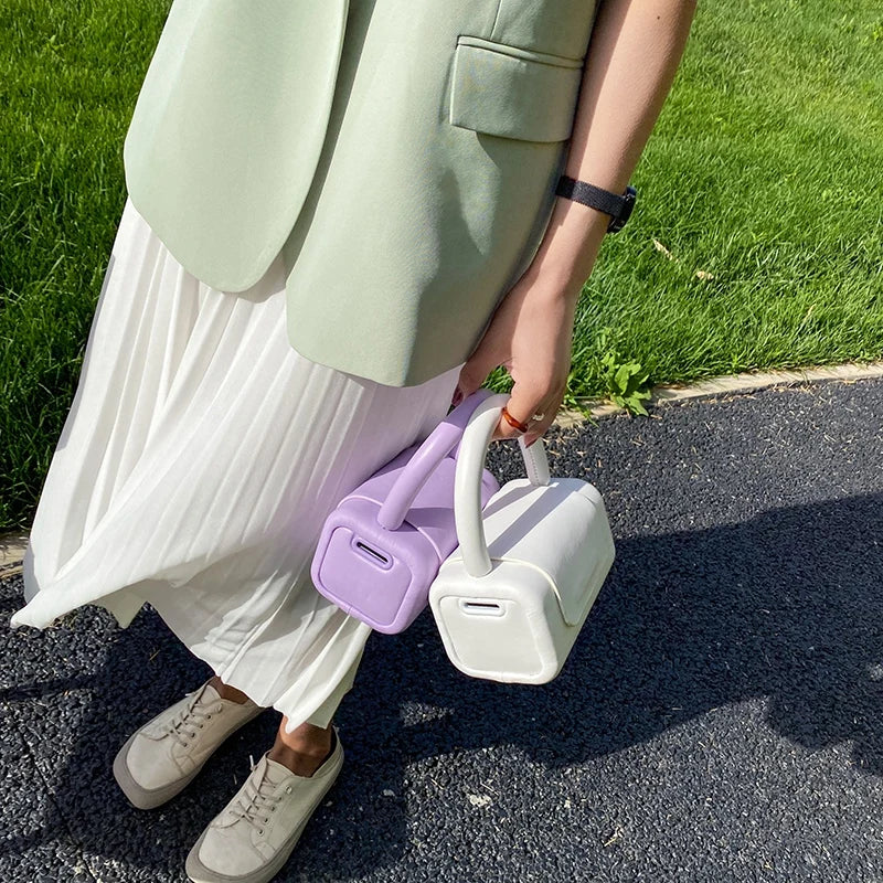 Green PU Leather Top Handle Crossbody Bag for Women