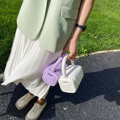 Green PU Leather Top Handle Crossbody Bag for Women