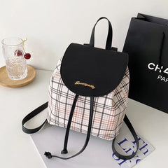 Mini Plaid Backpack Women's Faux Leather Bag