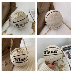 Mini Plush Basketball Crossbody Bag Chain Women Shoulder Bag