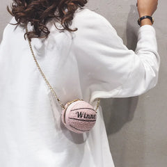 Mini Plush Basketball Crossbody Bag Chain Women Shoulder Bag
