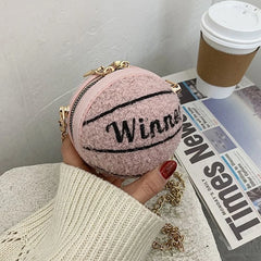 Mini Plush Basketball Crossbody Bag Chain Women Shoulder Bag