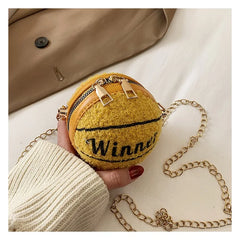 Mini Plush Basketball Crossbody Bag Chain Women Shoulder Bag