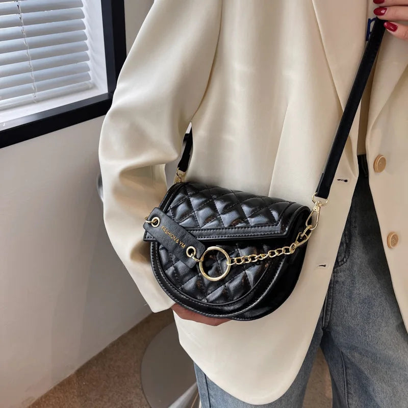 Mini Quilted Saddle Bag Vintage Shoulder Messenger Bag