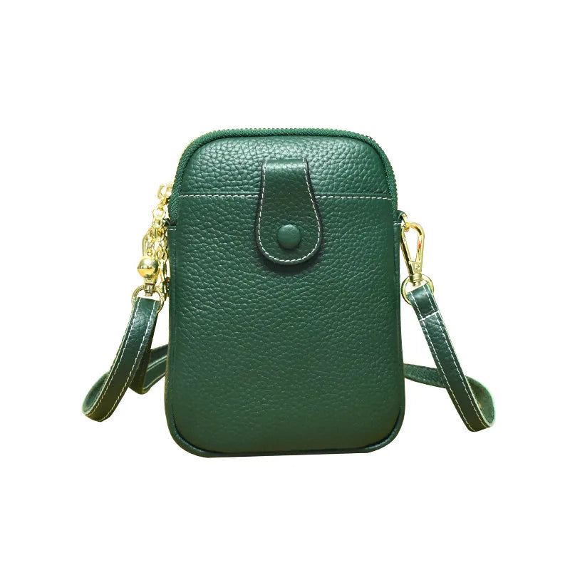 Real Leather Shoulder Bag Women Crossbody Phone Bags Ball Female Purse