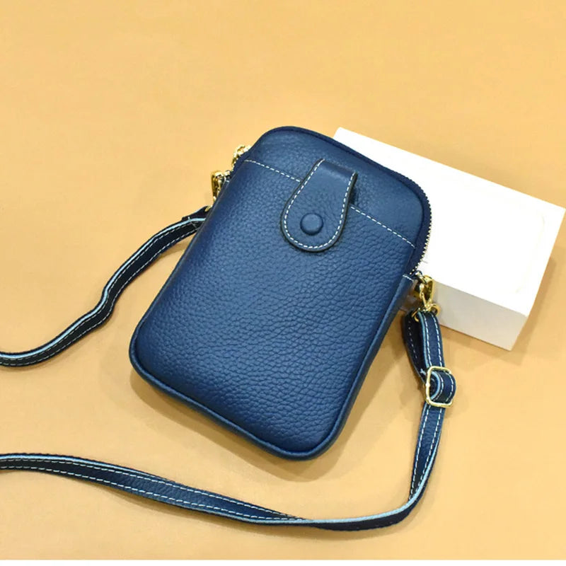 Real Leather Shoulder Bag Women Crossbody Phone Bags Ball Female Purse