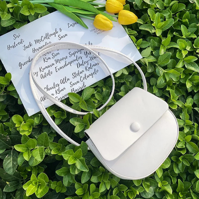 Mini Saddle Bag PU Leather Crossbody Bags for Women Summer Sweet Shoulder Handba