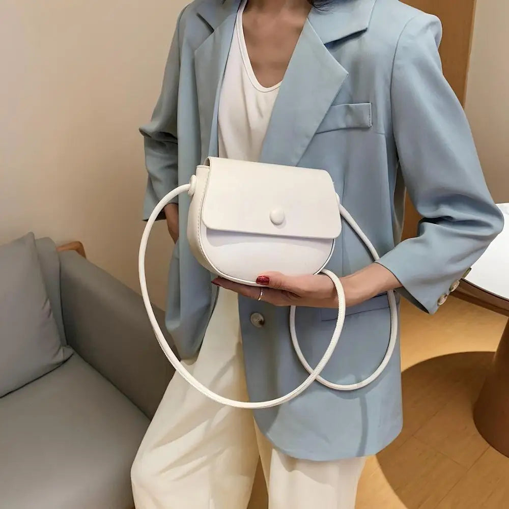 Mini Saddle Bag PU Leather Crossbody Bags for Women Summer Sweet Shoulder Handba