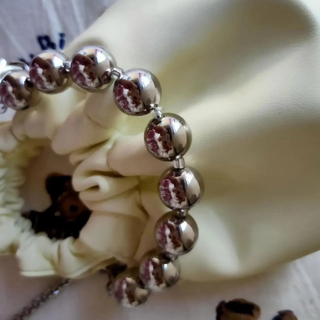 Pleated Pearls Cross Body Chain Cloud Bag