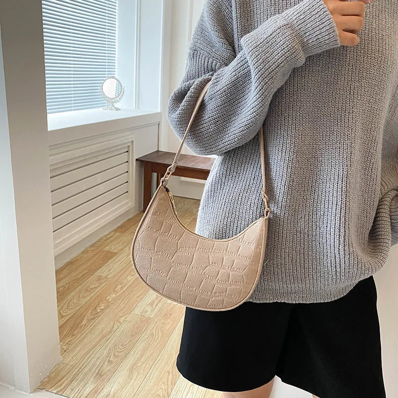 Green Leather Underarm Bag for Women Small Casual Tote