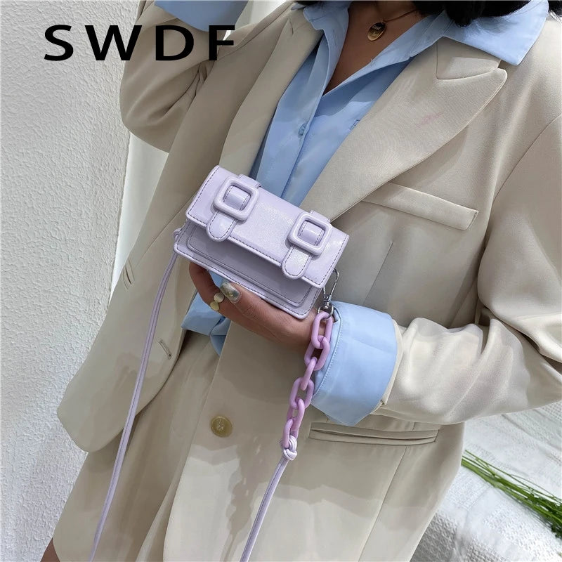 Small Messenger Bag For Women Yellow Chain Purse Crossbody Handbag