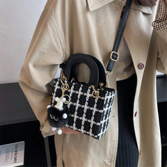 Small Square Bag Classic Plaid Women Bags Woolen Handbag Shoulder Bag