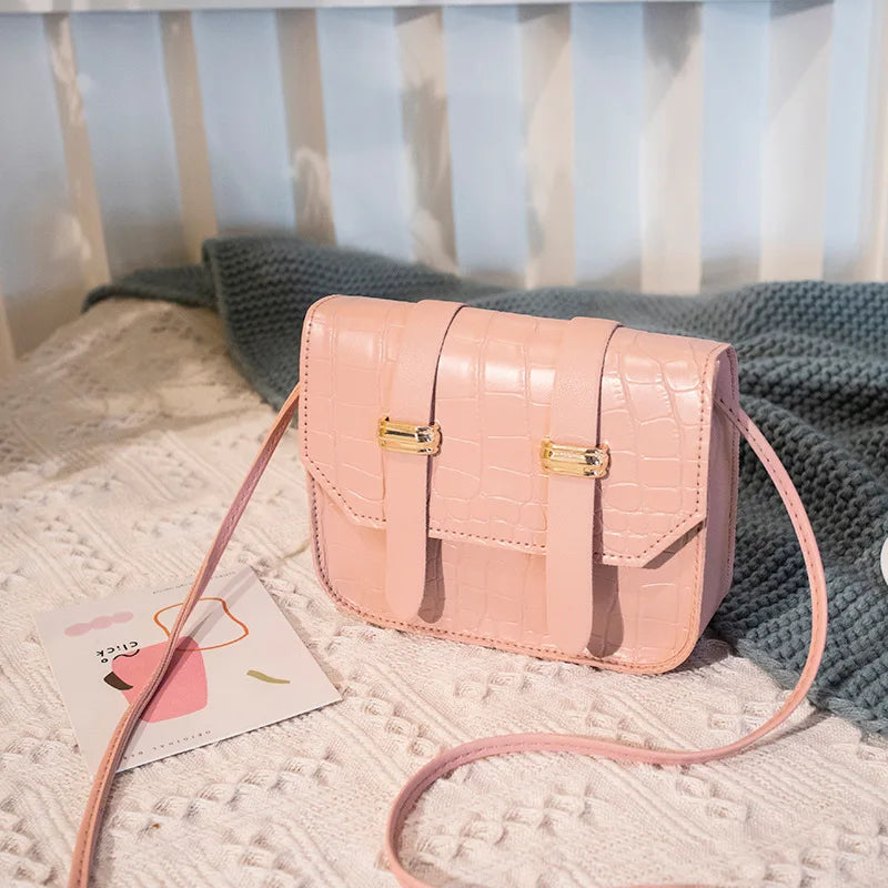 Women Shoulder Bag Mini Square PU Messenger Buckle Handbag