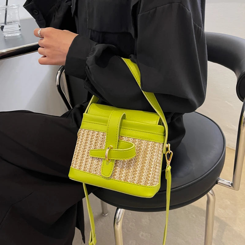 Straw Bucket Bags Summer Crossbody Bags for Women