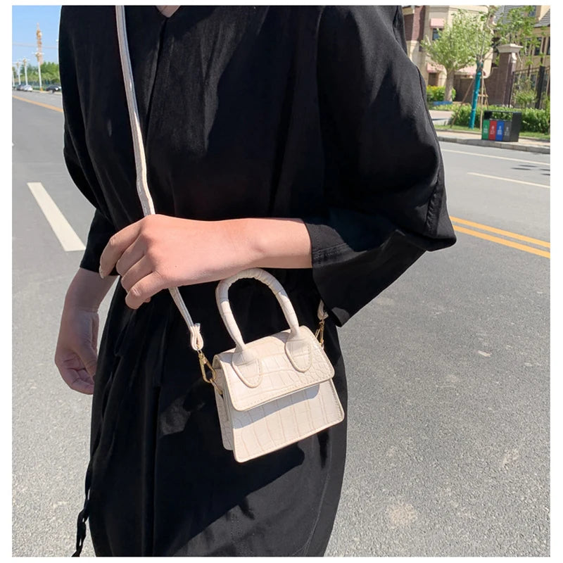 Crocodile Pattern Mini Tote Bag Crossbody Handbag