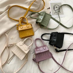 Crocodile Pattern Mini Tote Bag Messenger Crossbody Shoulder Handbag