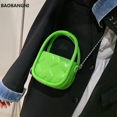 Mini Tote Bag Summer PU Leather Women's Handbag Travel Shoulder Messenger Purse