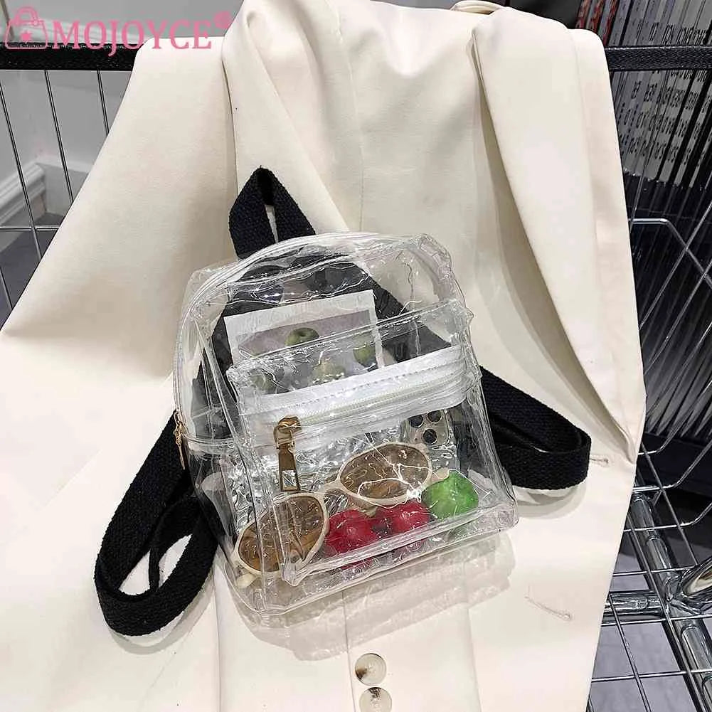 Mini Transparent Women Backpack PVC Girls School Bag Student Bookbags Clear