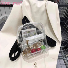 Mini Transparent Women Backpack PVC Girls School Bag Student Bookbags Clear