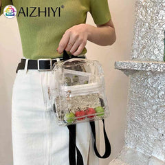 Mini Transparent Women Backpack PVC Clear School Bag Student Bookbags